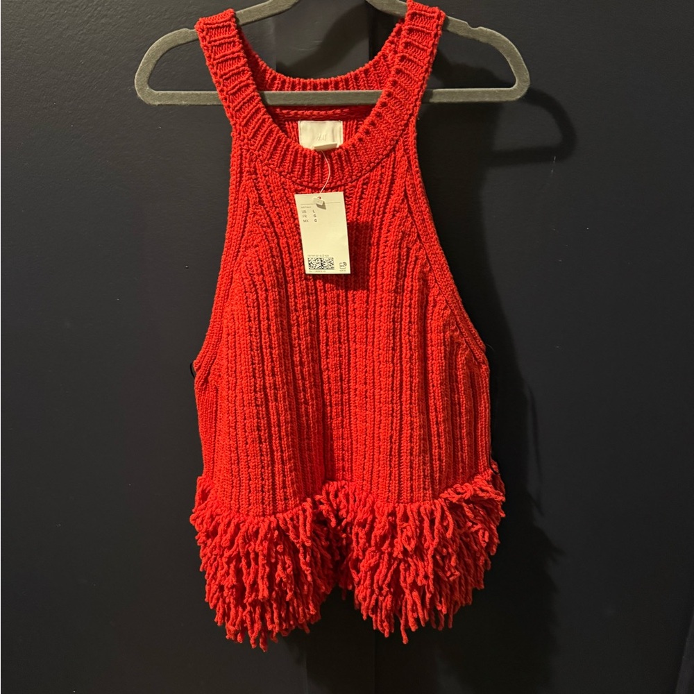 H&M Scarlet Knit Top with Fringe